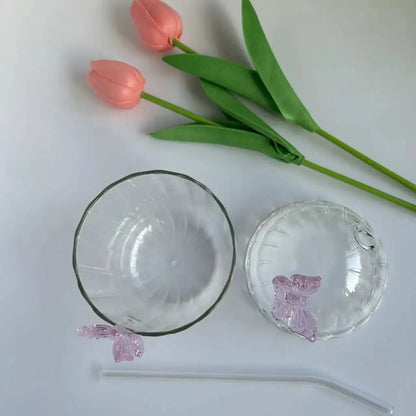 400ml Butterfly Glass Cup with Lid & Straw 🦋☕