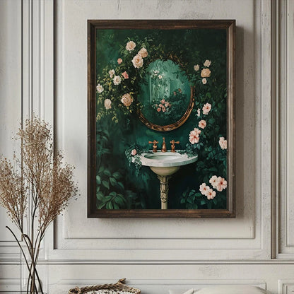 Retro Gothic Botanical Bathroom Wall Art 🖤🌿🦆