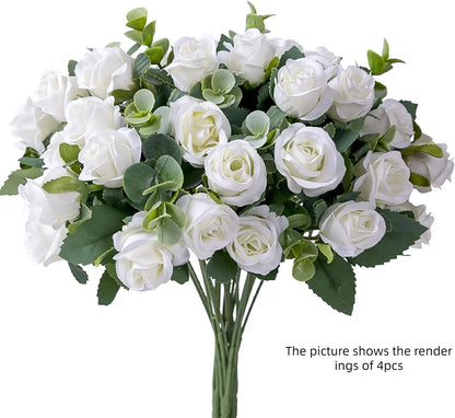 30CM Premium Silk Rose & Peony Bouquet with Eucalyptus Leaves