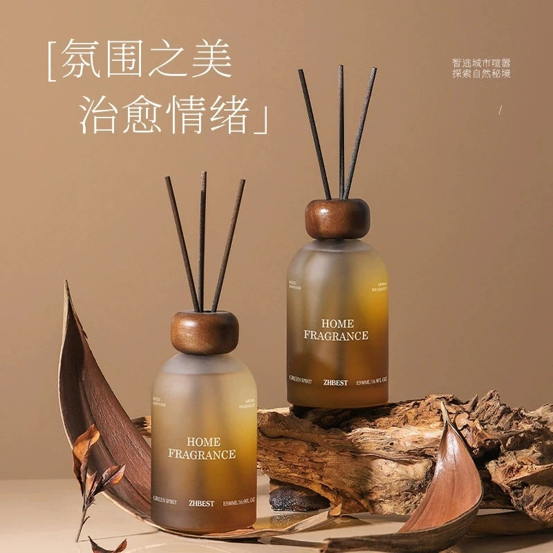 250ml Alcohol-Free Reed Diffuser Oud Wood Scent Fragrance Oil with Rattan Sticks Home Bedroom Office Decor Air Freshener