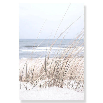 Tropical Beach Ocean Palm Tree & Banana Leaves Canvas Poster