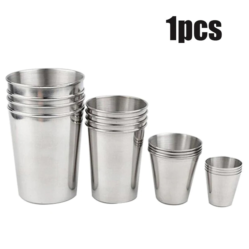Stainless Steel Cup 30/70/180/320ml Beer Cola Milkshake Cup For Outdoor Practical Travel Bar Coffee Shop Polished Interior