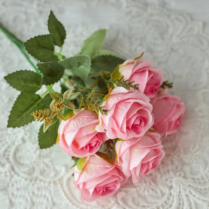30cm Premium Pink Silk Rose & Peony Cemetery Bouquet
