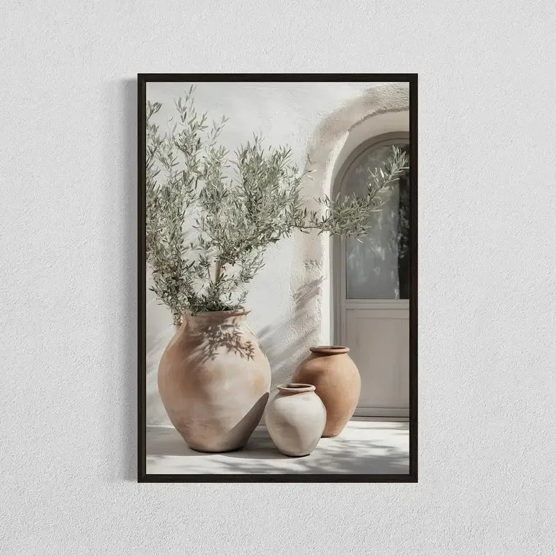 Retro Elegant Olive Tree & Lemon Canvas Wall Art Poster