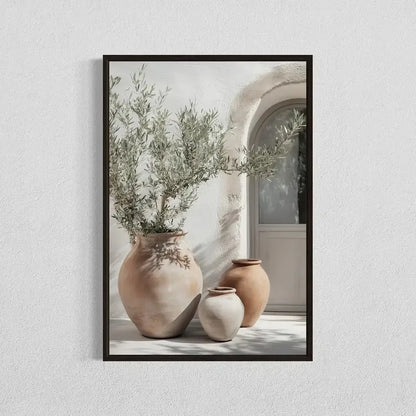 Retro Elegant Olive Tree & Lemon Canvas Wall Art Poster
