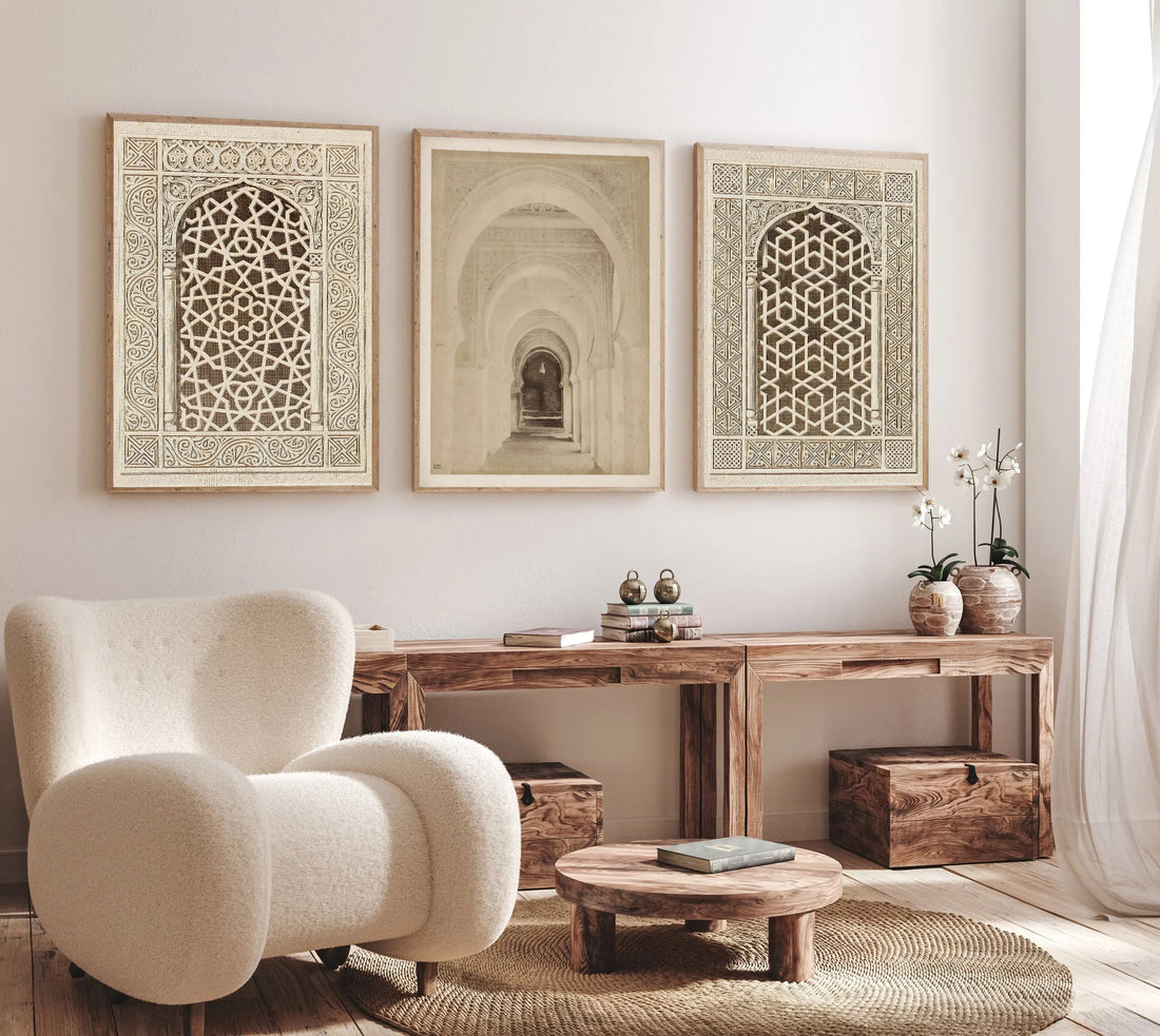 3pcs/set Islamic Mosque Window Canvas Posters Muslim Architectural Geometry Wall Art Prints for Middle Eastern Home Decor Gifts·