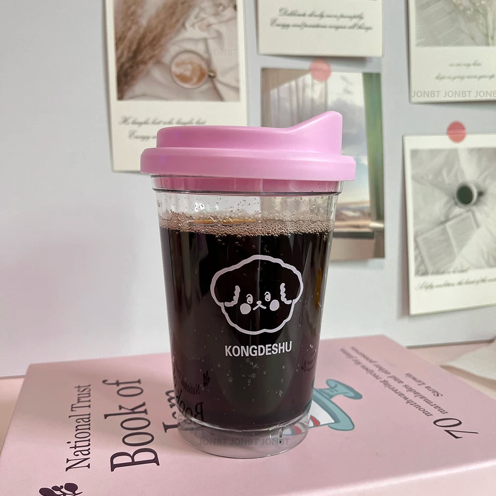 355/473ML Simple Plastic Water Bottle With Straw Tea Strainer Transparent Coffee Cup Office Milk Matcha Drink Cup Car Ice Cups