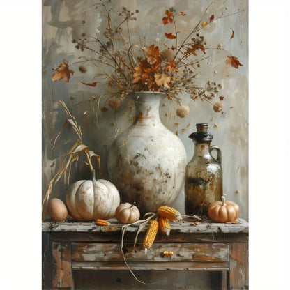 Retro Still Life Lemon & Olive Tree Frameless Canvas Poster