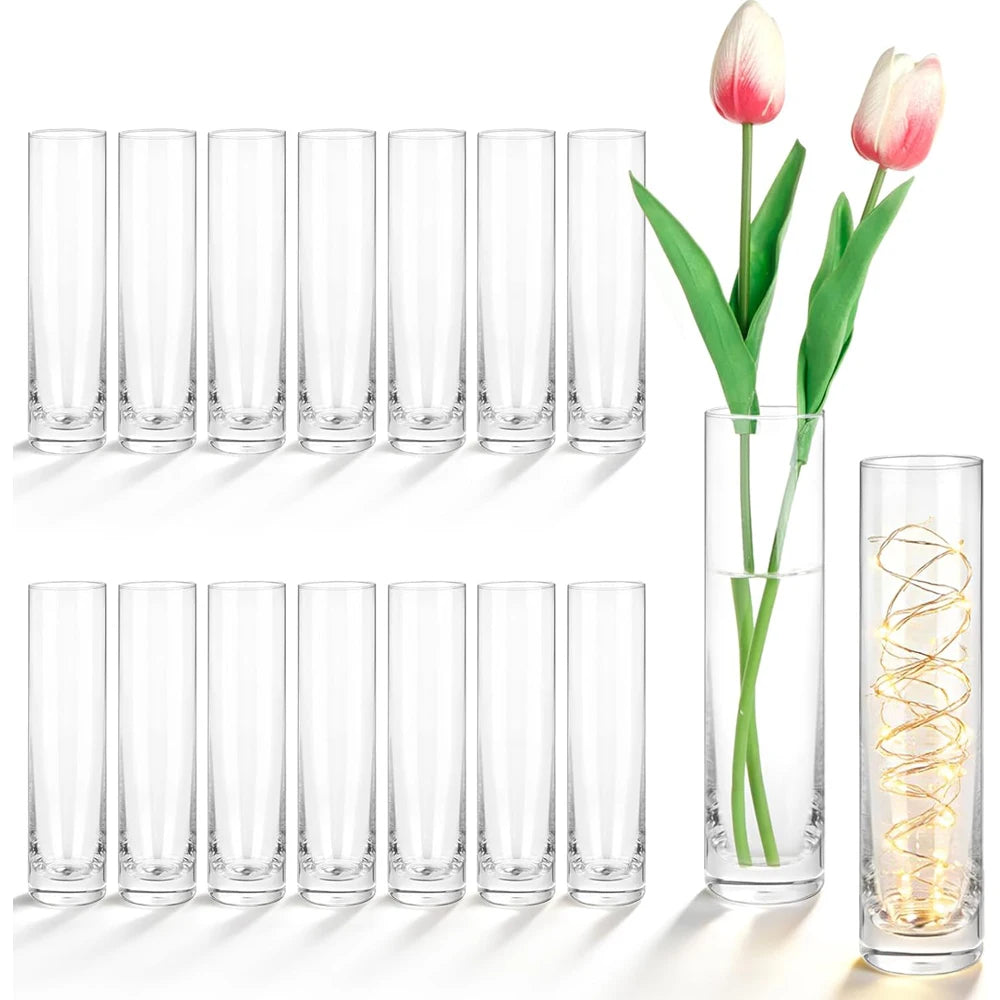 Clear Glass Cylinder Vase – Elegant Flower & Home Decor