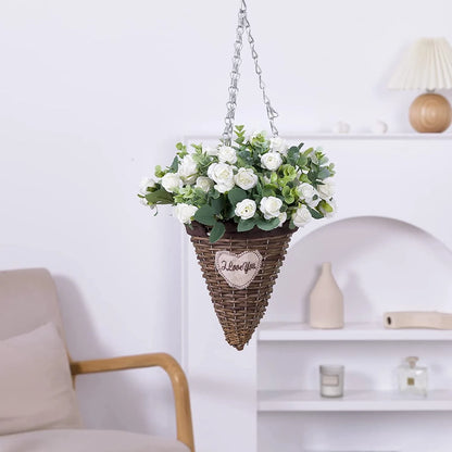 30CM Premium Silk Rose & Peony Bouquet with Eucalyptus Leaves