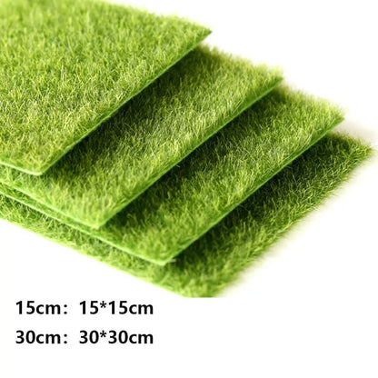 1Pc 15*15/30*30cm Artificial Grassland Simulation Moss Lawn Turf Fake Green Grass Mat Carpet DIY Micro Landscape Garden Decor