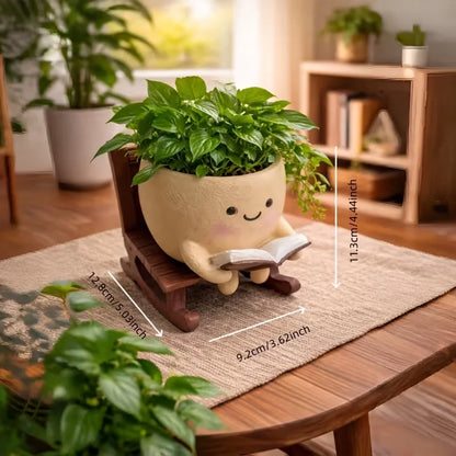 3-in-1 Smiling Book Lover Planter