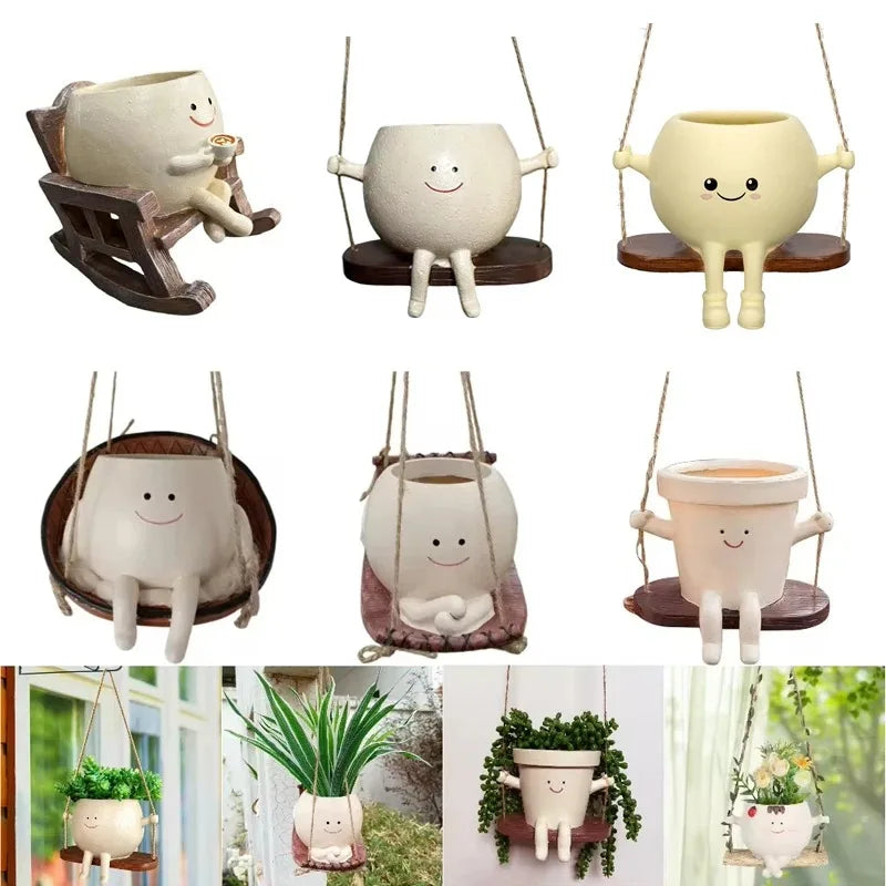 Cute Swing Face Succulent Planter