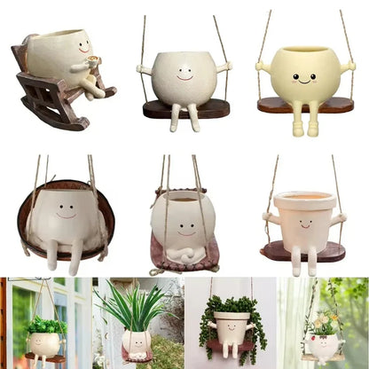 Cute Swing Face Succulent Planter