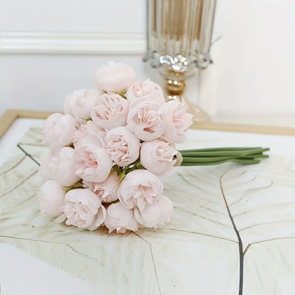 27-Heads Premium Silk Artificial Peony Bridal Bouquet