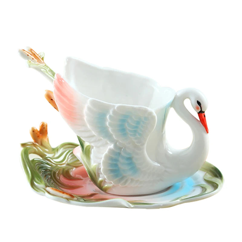 Luxurious 220ml Bone China Coffee Cup and Saucer Plate Set