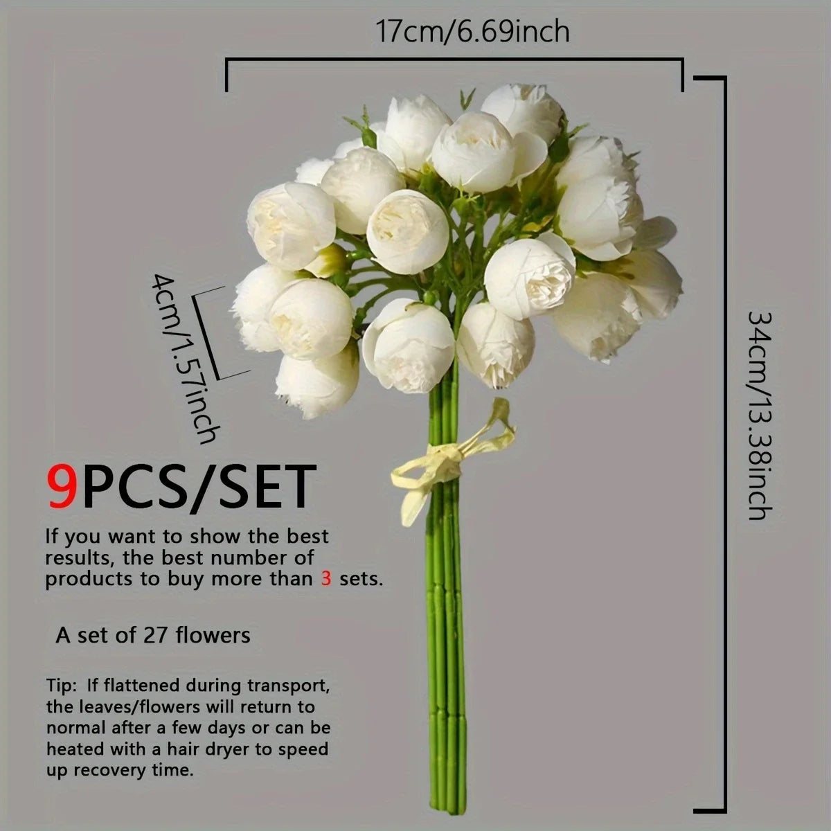 27-Heads Premium Silk Artificial Peony Bridal Bouquet