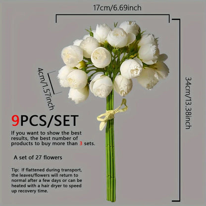 27-Heads Premium Silk Artificial Peony Bridal Bouquet