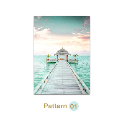 Turquoise Tropical Beach Canvas Wall Art 🌴🌊☀️