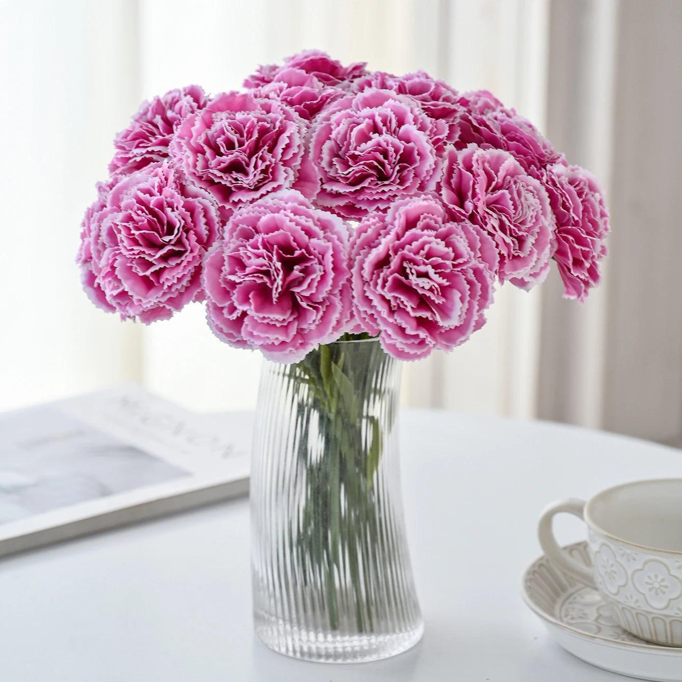 5/10PCS Premium Silk Artificial Carnation Bouquet for Weddings
