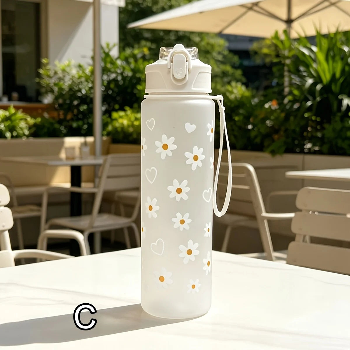 750ml Summer Daisy Straw Water Bottle