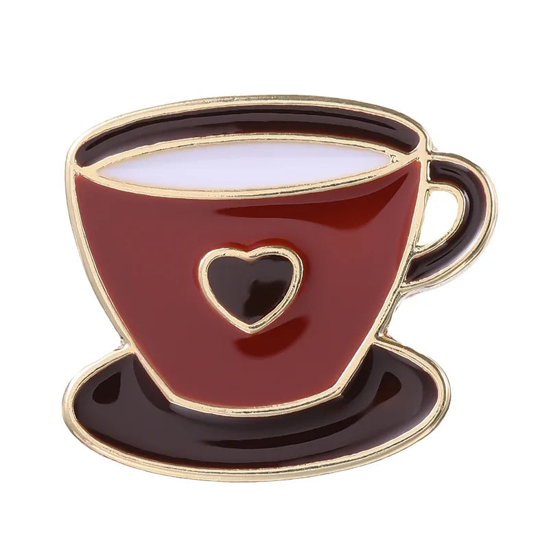 Coffee Maker Enamel Brooch Pin