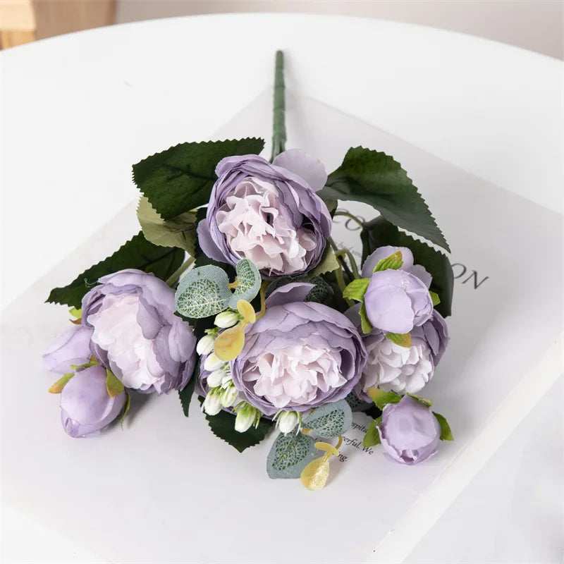 Premium Silk White Peony Artificial Flowers for Home Vase Decor