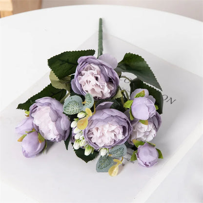 Premium Silk White Peony Artificial Flowers for Home Vase Decor