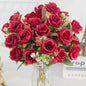 30cm Premium Silk Rose & Peony Bouquet (5 Big Heads & 4 Buds)
