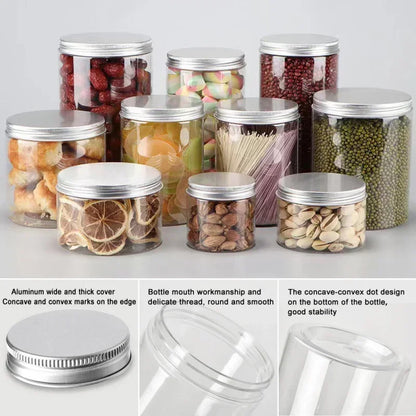 1/5/10pcs 20-250ml Aluminum Lid Jar,Storage Jars With Lids Aluminum Round Canister Empty Plastic Cosmetic Food Travel Bottle Pot