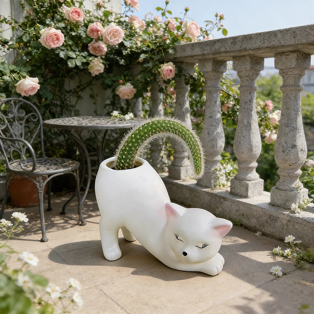 Cartoon Cute Cat Tail Flower Pot Creative Juicy Plant Cactus Cultivation Garden Courtyard Balcony Decoration Ornament