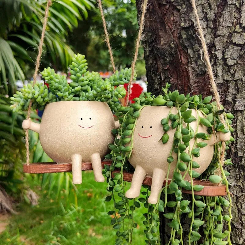 Cute Swing Face Succulent Planter