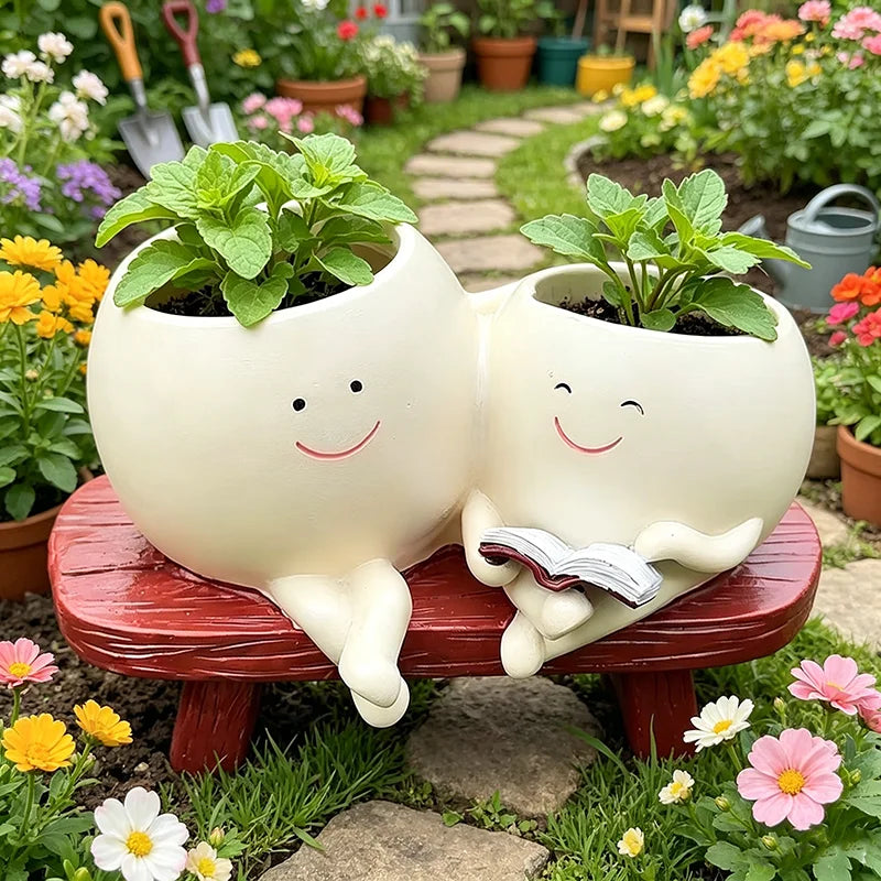 Unique Double-Headed Resin Planter