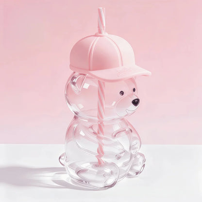 Bear Glass Cup with Lid & Straw 🐻🥤