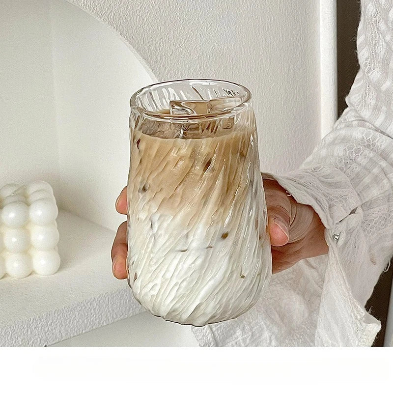 400ml Ribbed Glass Coffee Mug ☕✨