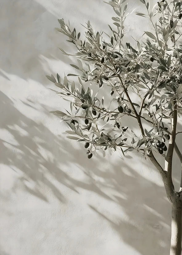 Retro Olive Tree & Lemon Canvas Wall Art