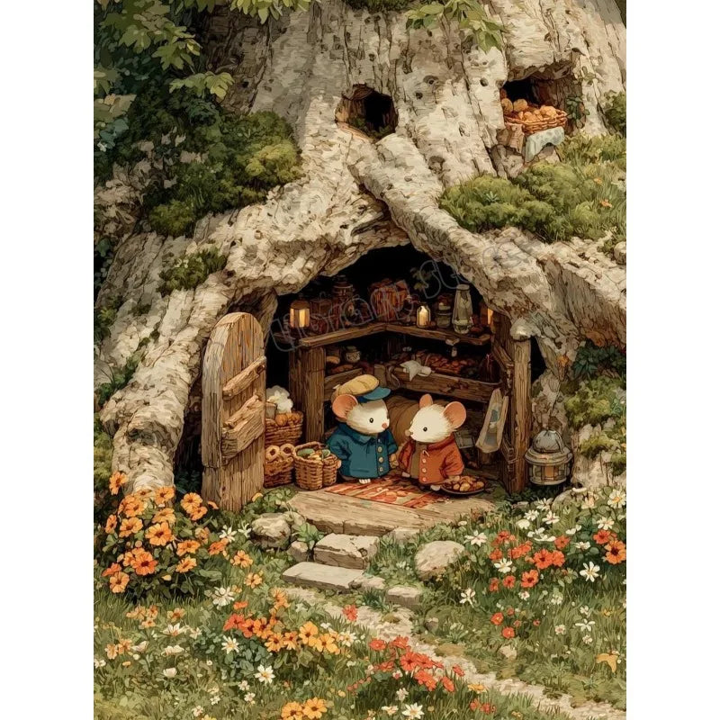 Retro Reading Mouse Canvas Wall Art 🐭📖🌿