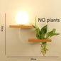 Modern Wooden LED Wall Lamp with Green Plant Design – Nordic Home Decor