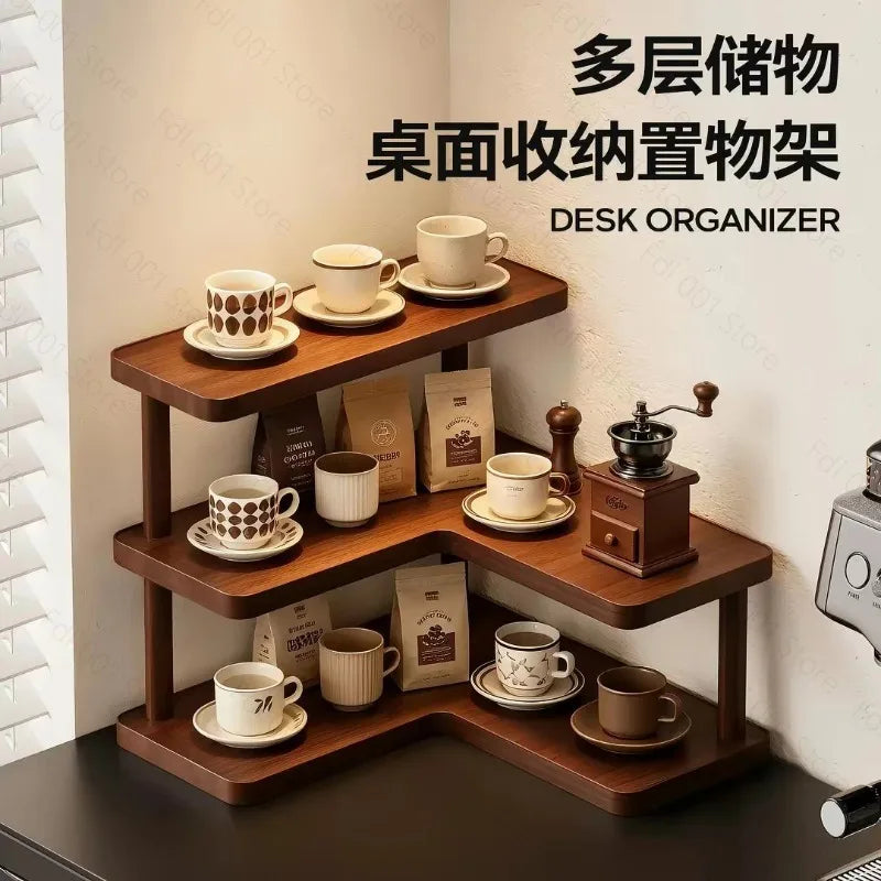 Desktop Corner Rack Bamboo and Wood Storage Daily Necessities Kitchen Seasoning Rack