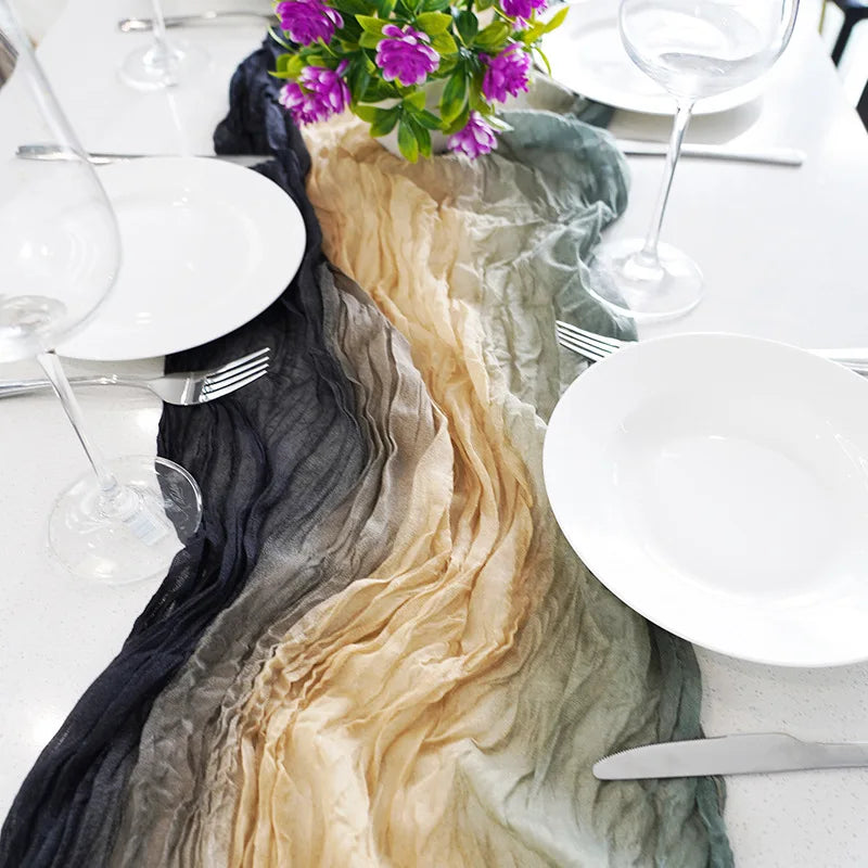 Gauze Table Runner Dinning  Decoration 90*300CM Rustic Country Boho Beach Wedding Party Table Decor Christmas Table Runners