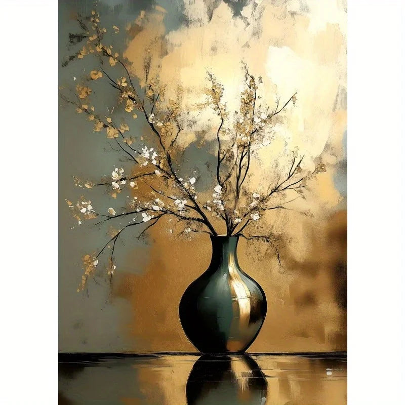 Retro Still Life Lemon & Olive Tree Frameless Canvas Poster