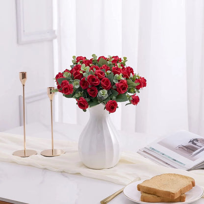 30CM Premium Silk Rose & Peony Bouquet with Eucalyptus Leaves