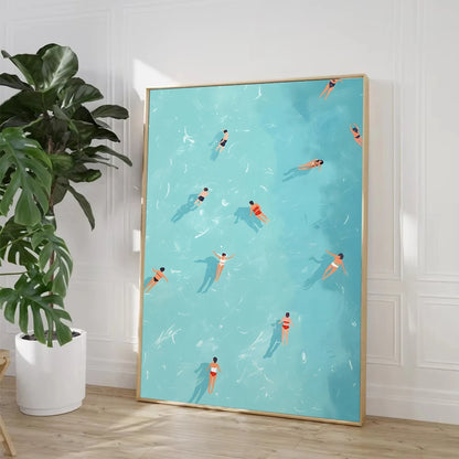Modern Summer Girl Swimming Pool Party Canvas Poster