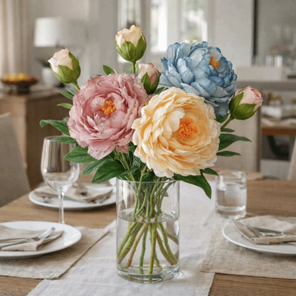 68cm Real-Touch Silk Peony Stem with 2 Blooming Heads