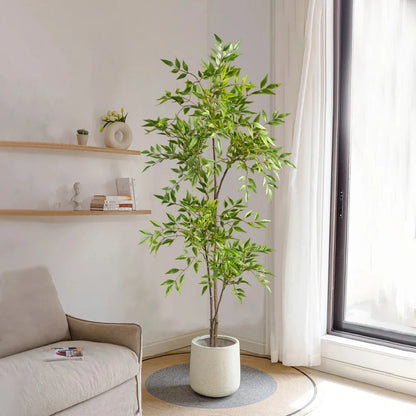75-140cm Artificial Nandina Tree – Tall Green Plant Decor for Home & Office