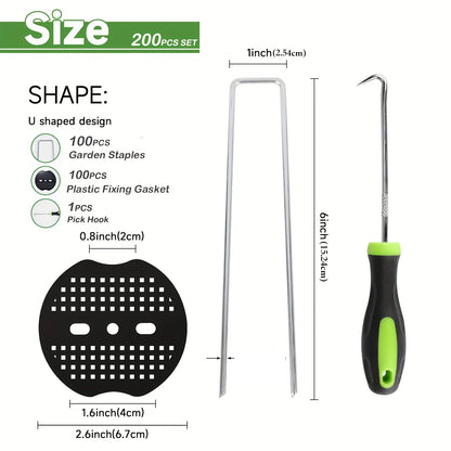 100/200/400pcs 6 Inch Hot-dip Galvanized Landscape Staples Plant Cover Stakes 11 Gauge Tent Stakes Garden Stakes + Gaskets