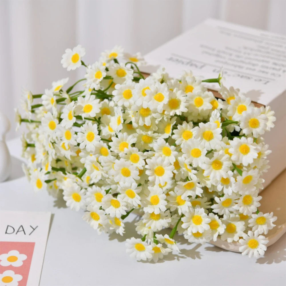 6Pcs Premium Silk White Daisy Artificial Flower Bouquet