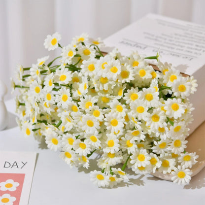 6Pcs Premium Silk White Daisy Artificial Flower Bouquet