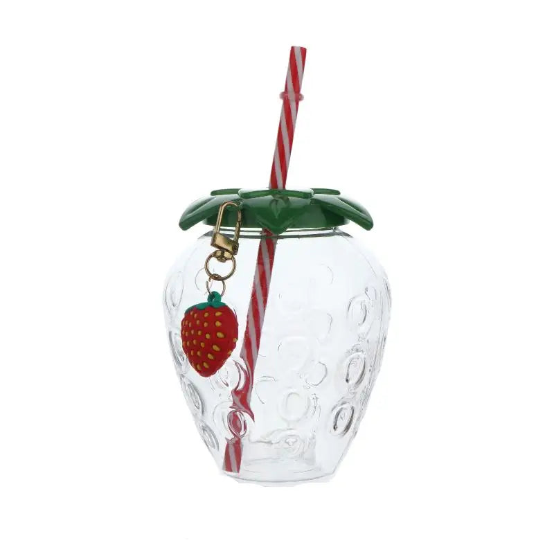 ⚑Strawberry Shaped Plastic Cup With Straw Cute Water Bottle Portable Drinking Cup Beverage Cups For Summer Party Home Use
