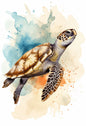 Watercolor Blue Coastal Sea Creatures Canvas Wall Art Posters
